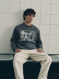 Mickey Mouse X Keith Haring Acid Wash Sweatshirt
