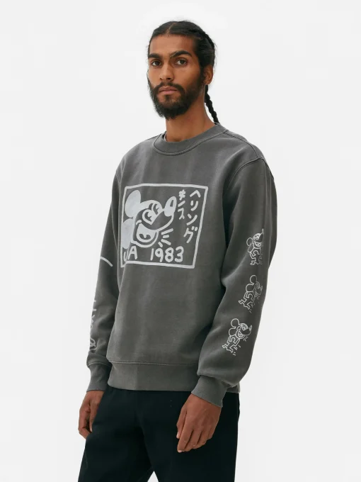 Mickey Mouse X Keith Haring Acid Wash Sweatshirt