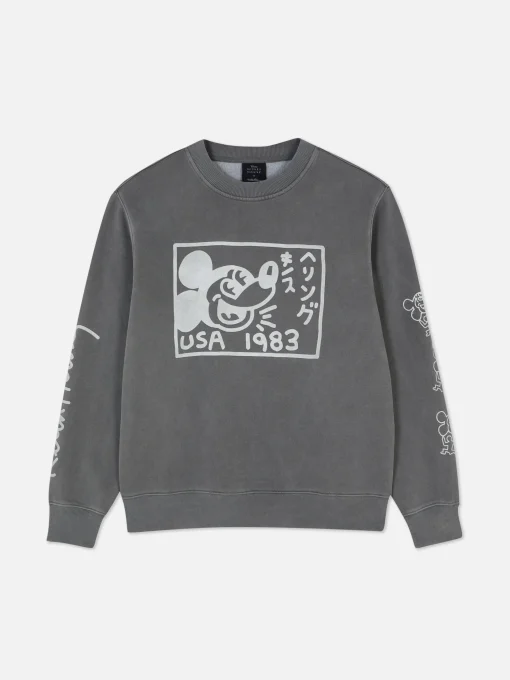 Mickey Mouse X Keith Haring Acid Wash Sweatshirt