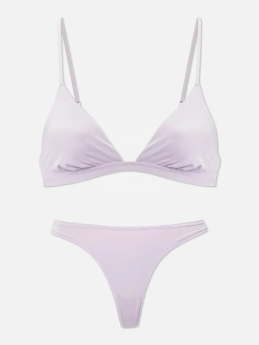 Microfiber Triangle Bra And Thong Set