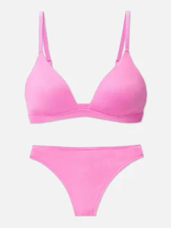 Microfiber Triangle Bra And Thong Set