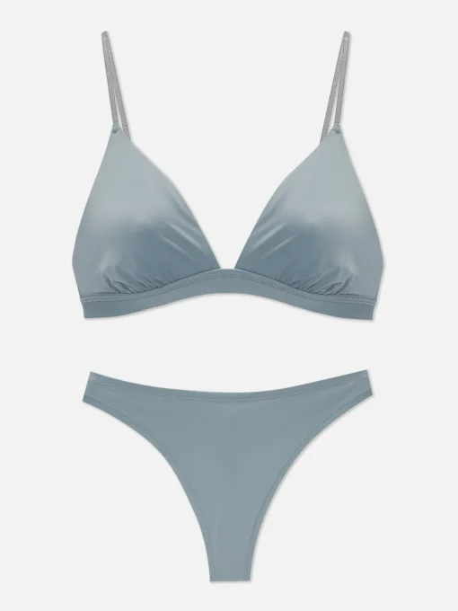 Microfiber Triangle Bra And Thong Set