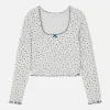 Mini Floral Ribbed Pajama Top