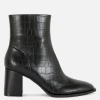 Mock Croc Faux Leather Heeled Boots