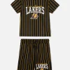 NBA Los Angeles Lakers Striped T-Shirt And Shorts Set