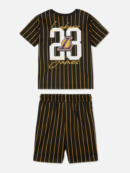 NBA Los Angeles Lakers Striped T-Shirt And Shorts Set