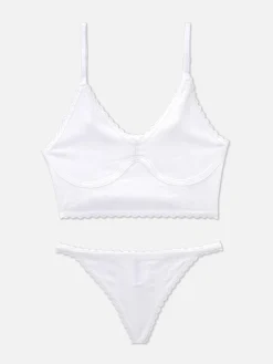 Non-Padded Pointelle Longline Bra Lingerie Set