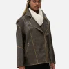 Oversized Distressed Biker Jacket