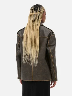 Oversized Distressed Biker Jacket