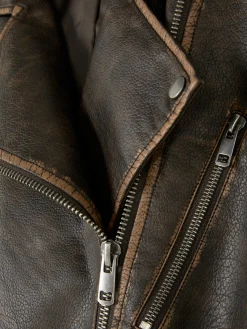 Oversized Distressed Biker Jacket