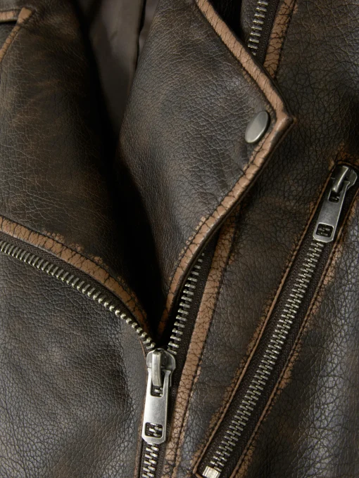 Oversized Distressed Biker Jacket