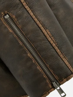 Oversized Distressed Biker Jacket