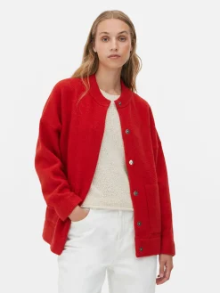Oversized Knit Bomber Jacket