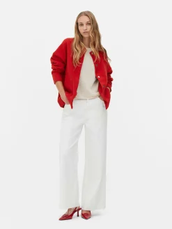 Oversized Knit Bomber Jacket