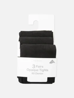 3-Pack 80 Denier Opaque Tights