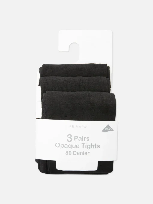 3-Pack 80 Denier Opaque Tights