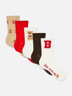 5-Pack Bear Graphic Crew Socks