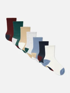 7-Pack Color Block Ankle Socks