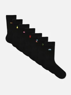 7-Pack Embroidered Socks