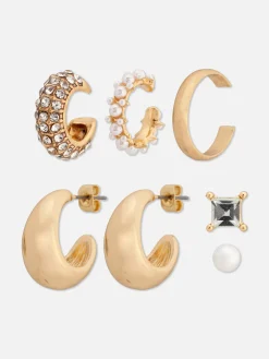 6-Pack Faux Pearl Cuff Earrings