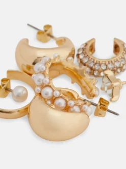 6-Pack Faux Pearl Cuff Earrings