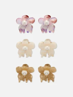 6-Pack Faux Pearl Flower Hair Clips