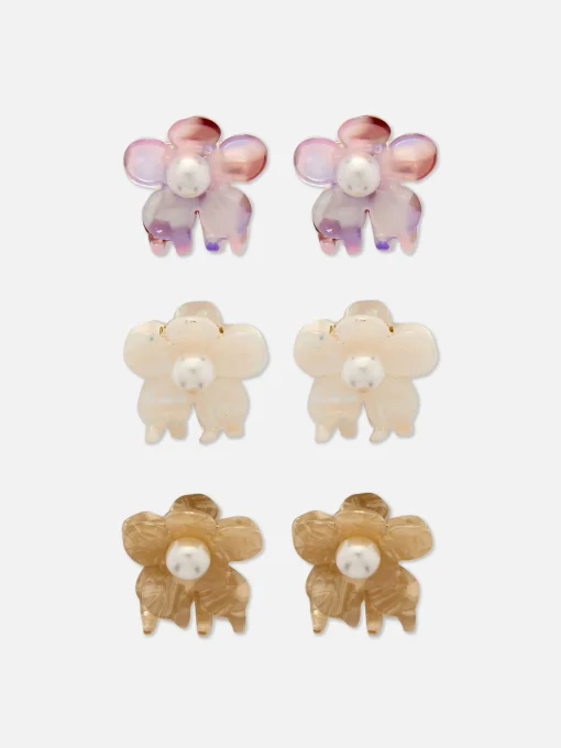 6-Pack Faux Pearl Flower Hair Clips