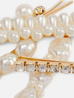5-Pack Faux Pearl Hair Slides