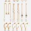 9-Pack Faux Pearl Stud And Duster Earrings