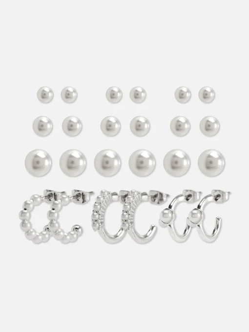 12-Pack Faux Pearl Stud Earrings