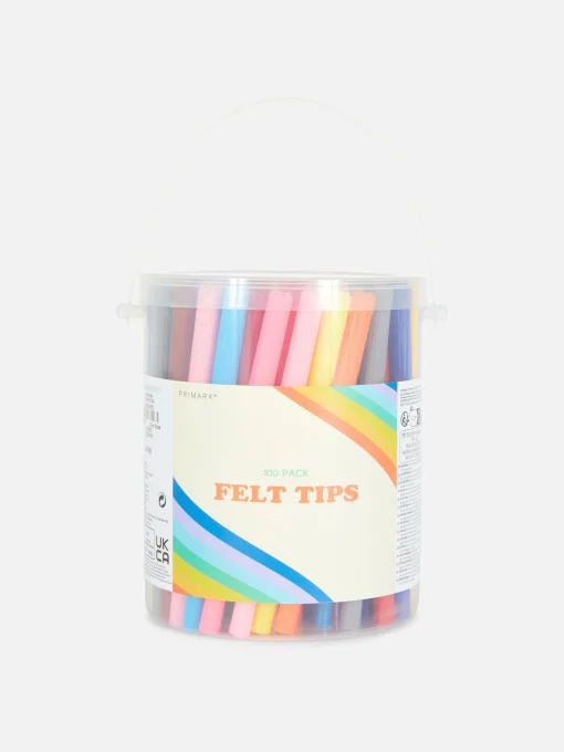 100-Pack Felt Tip Pens Tub
