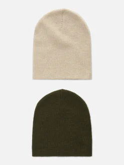 2-Pack Fine Knit Beanie Hats