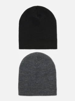 2-Pack Fine Knit Beanie Hats