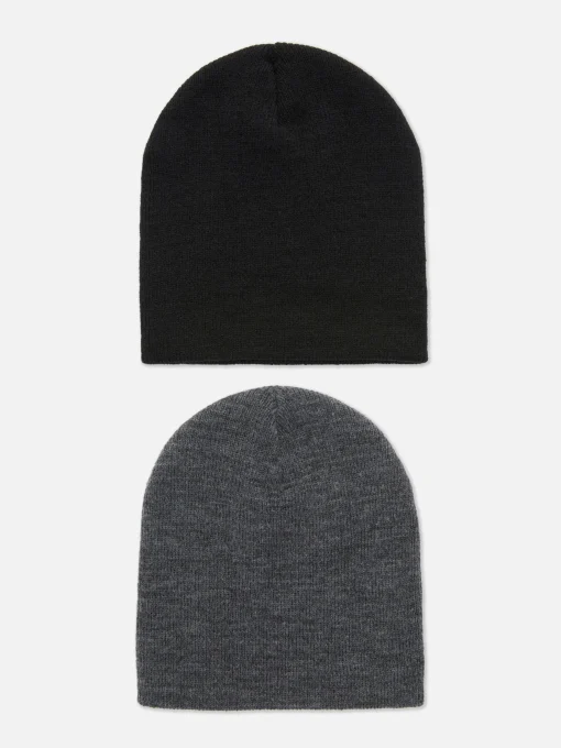 2-Pack Fine Knit Beanie Hats