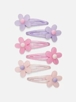 6-Pack Flower Snap Hair Clips