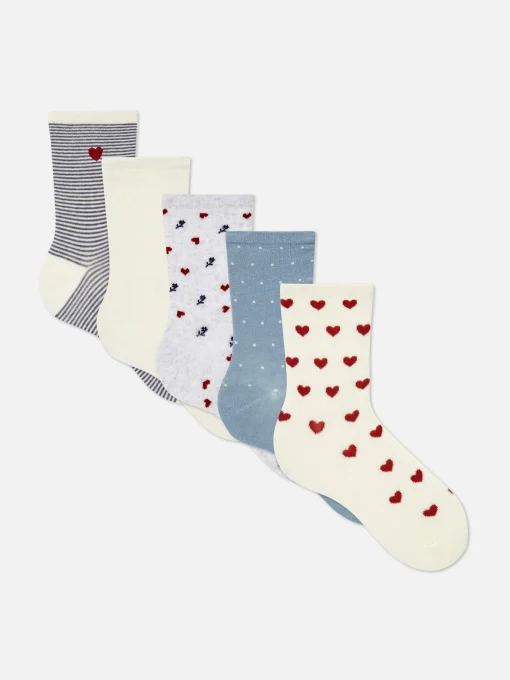5-Pack Heart Crew Socks