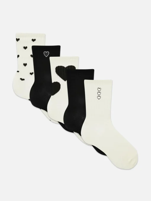 5-Pack Heart Crew Socks
