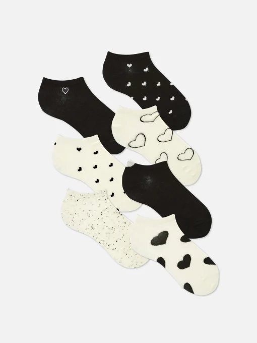 7-Pack Heart Monochrome Shoe Liners