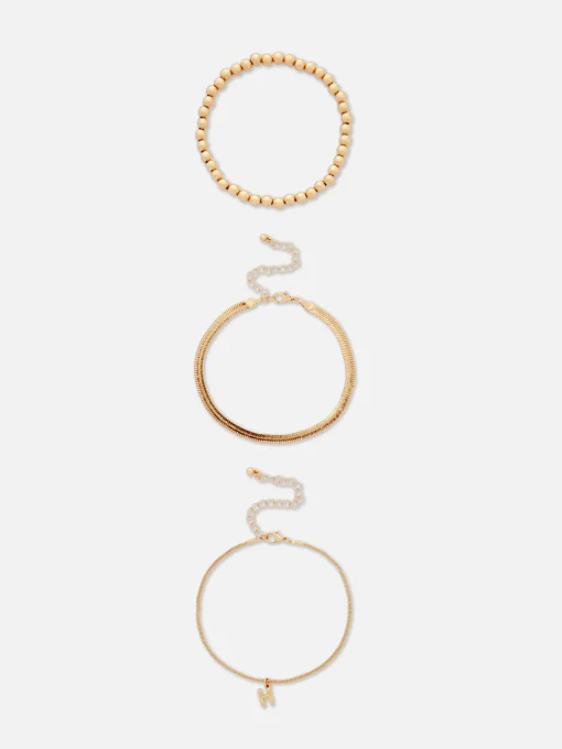 3-Pack Initial Infinity Anklets