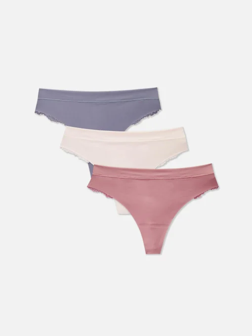 3-Pack Invisible Lace Back Thongs