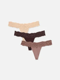 3-Pack Lace Bandeau Thongs