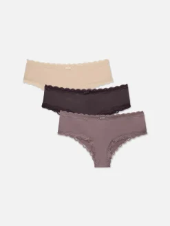 3-Pack Lace Trim Microfiber Hipster Briefs