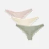 3-Pack Lace Trim Microfibre Thongs