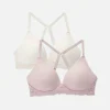 2-Pack Lace Trim Wireless Lounge Bras