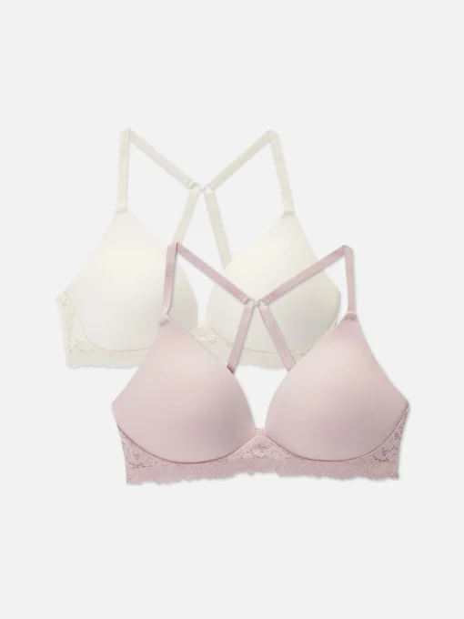 2-Pack Lace Trim Wireless Lounge Bras