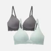 2-Pack Lace Trim Wireless Lounge Bras