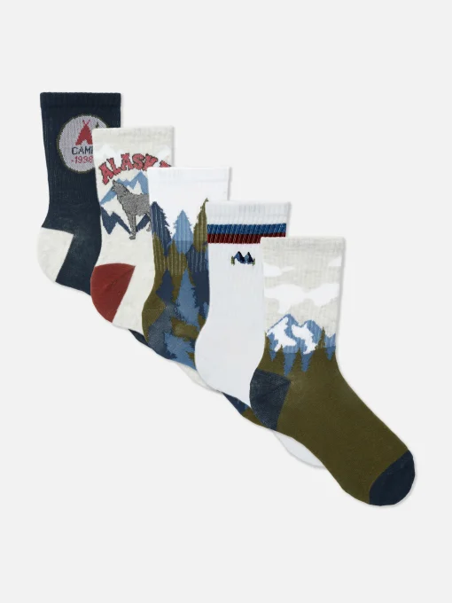 5-Pack Landscape Graphic Crew Socks