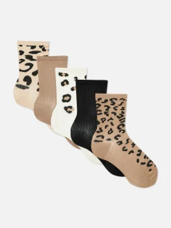 5-Pack Leopard Crew Socks