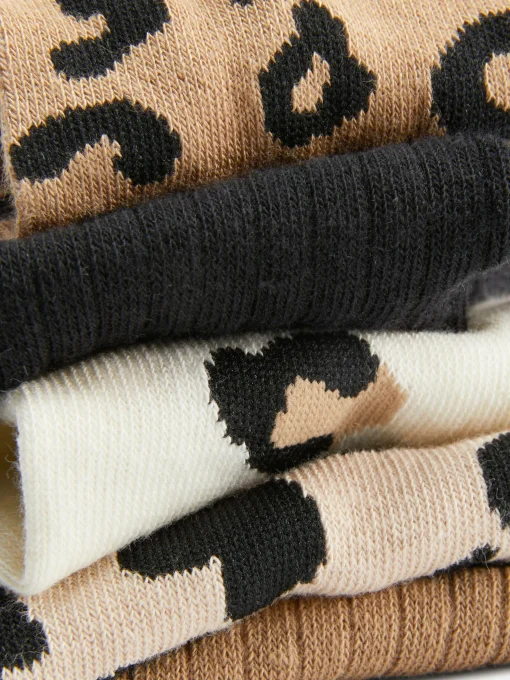 5-Pack Leopard Crew Socks