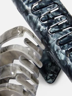 2-Pack Marble Claw Clips